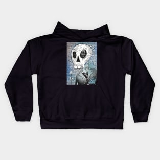 Skull and blue bird Kids Hoodie